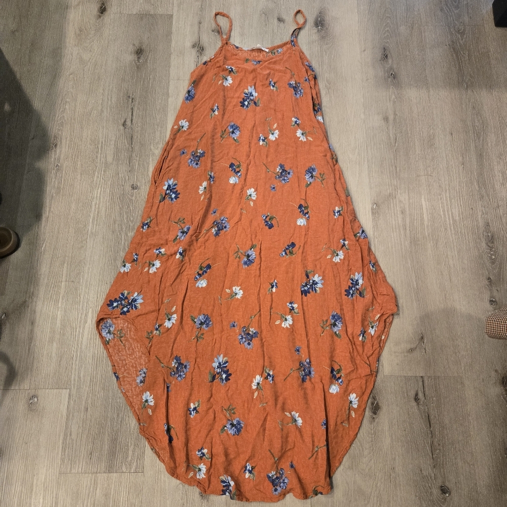 Final Touch Sleeveless Orange Floral Summer Flowy Dress Size Small